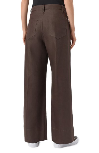 Льняные брюки BRUNELLO CUCINELLI темно-коричневого цвета по цене 199500 руб., арт. ML142P8813, фото 4 Льняные брюки BRUNELLO CUCINELLI, арт. ML142P8813, фото 4