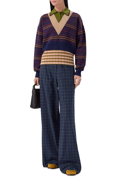 Поло из шерсти и вискозы DRIES VAN NOTEN синего цвета по цене 99500 руб., арт. 011226/4760, фото 2 Поло из шерсти и вискозы DRIES VAN NOTEN, арт. 011226/4760, фото 2