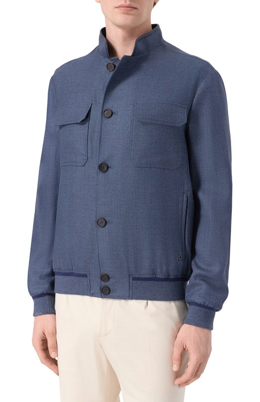 Бомбер из шелка и шерсти Stefano Ricci M7J6100110/KL003U Синий  M7J6100110/KL003U Фото 3