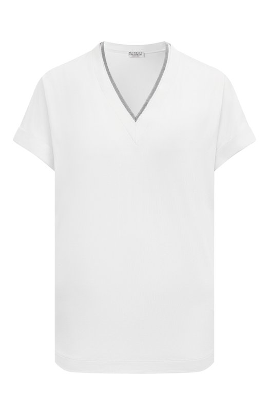 Хлопковая футболка Brunello Cucinelli M0T18BD222 Белый M0T18BD222