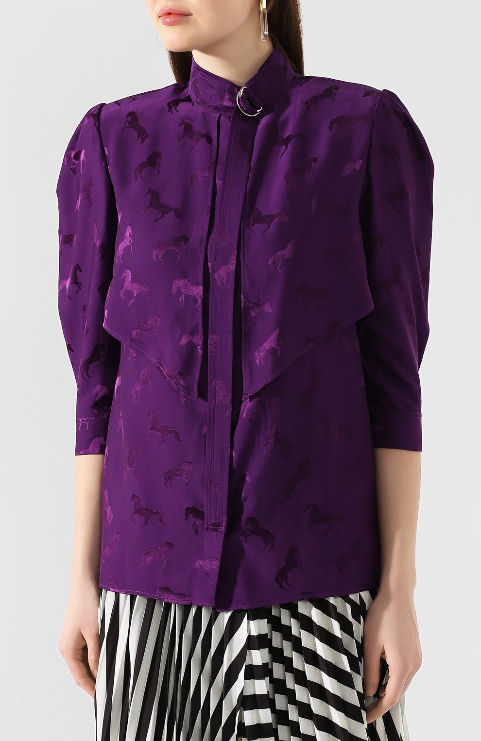 Блузка из смеси шелка и вискозы STELLA MCCARTNEY сиреневого цвета по цене 85150 руб., арт. 599776/SNA57, фото 3 Блузка из смеси шелка и вискозы STELLA MCCARTNEY, арт. 599776/SNA57, фото 3