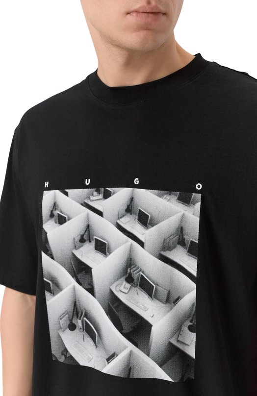 Хлопковая футболка HUGO 50553330 Чёрный  50553330 Фото 5
