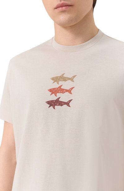 Хлопковая футболка PAUL&SHARK светло-бежевого цвета по цене 27300 руб., арт. 25411005, фото 5 Хлопковая футболка PAUL&SHARK, арт. 25411005, фото 5