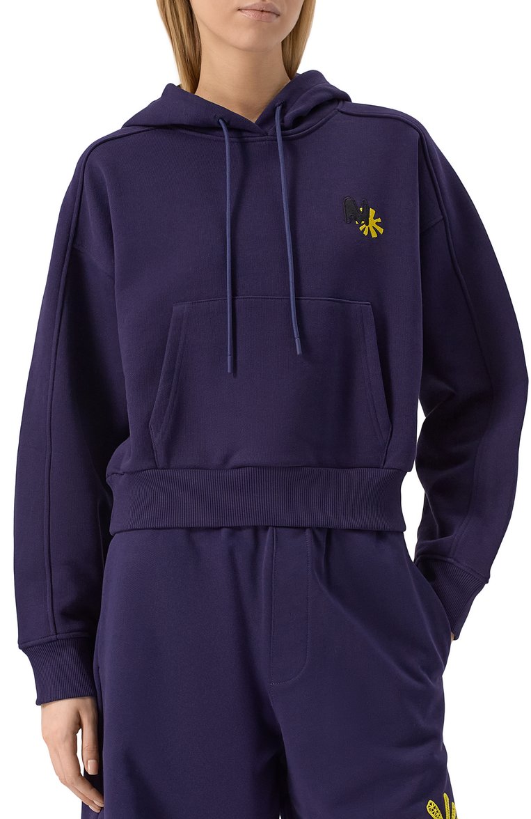 Женский хлопковое худи MSGM фиолетового цвета, арт. 3841MDM139/257001 | Фото 3 (Драгоценные камни: Проставлено; Материал сплава: Проставлено; Материал внешний: Хлопок; Длина (для топов): Стандартные; Рукава: Длинные; Стили: Спорт-шик; Женское Кросс-КТ: Худи-одежда)