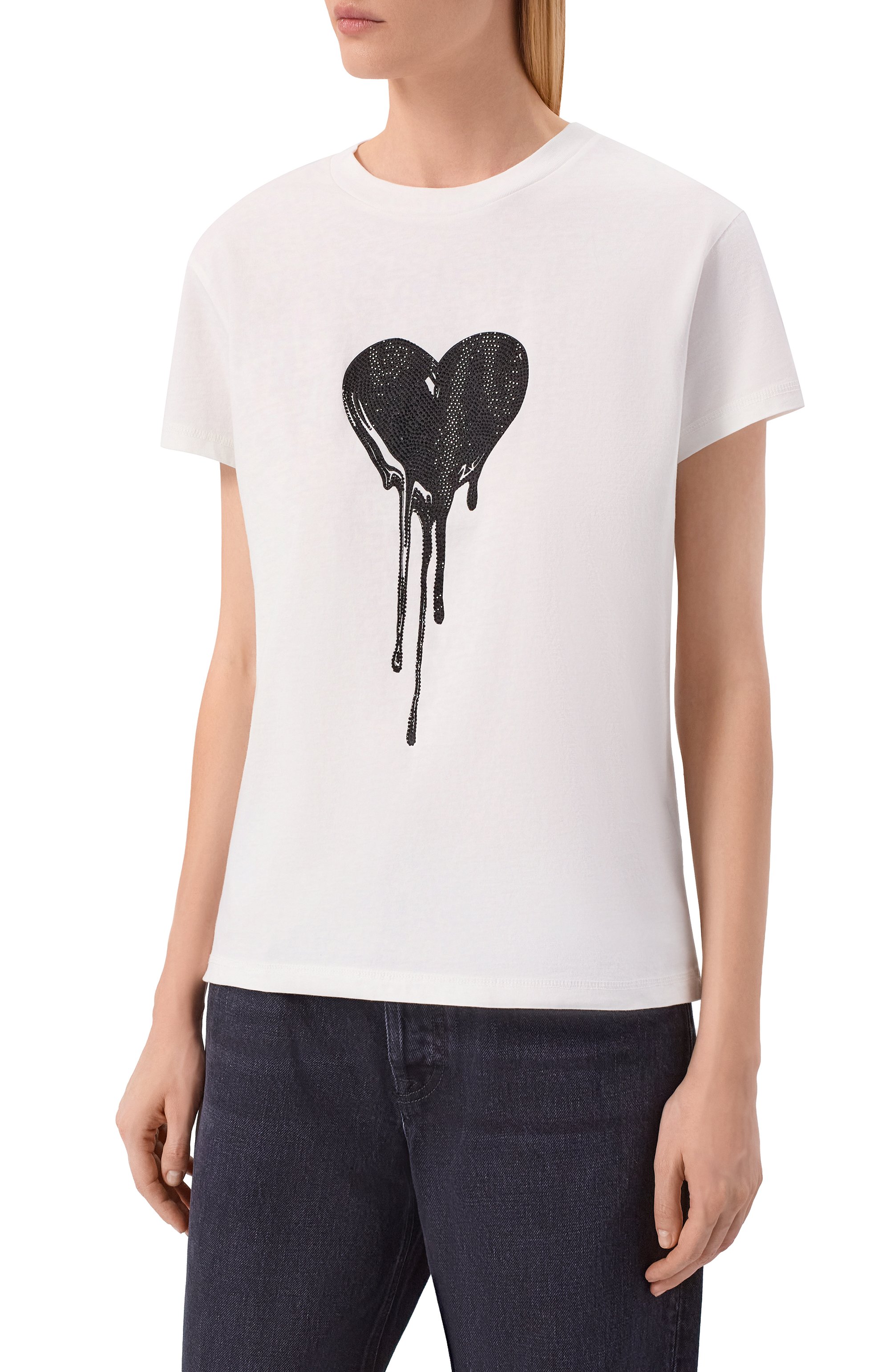 Хлопковая футболка ZADIG AND VOLTAIRE белого цвета по цене 17850 руб., арт. JWTS02858, фото 3 Хлопковая футболка ZADIG AND VOLTAIRE, арт. JWTS02858, фото 3