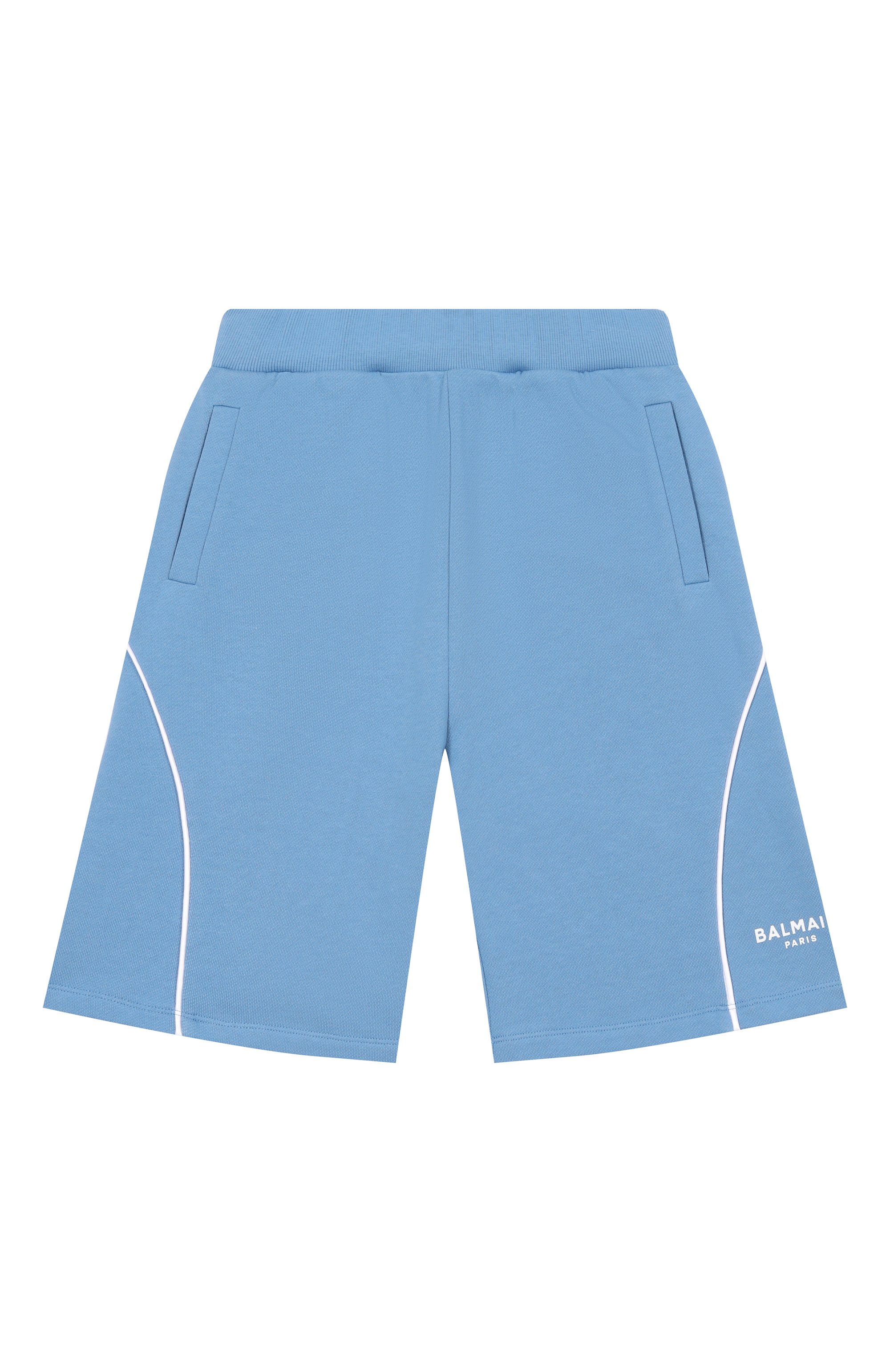 Хлопковые шорты BALMAIN голубого цвета по цене 24050 руб., арт. BY6Q19, фото 1 Хлопковые шорты BALMAIN, арт. BY6Q19, фото 1