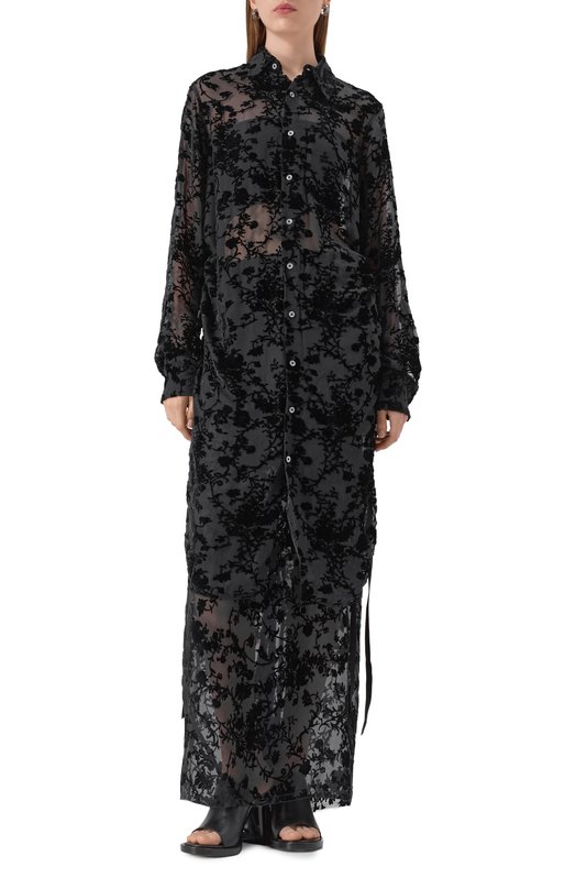 Блузка из вискозы и шелка Ann Demeulemeester B0013140/FA616 Чёрный  B0013140/FA616 Фото 3