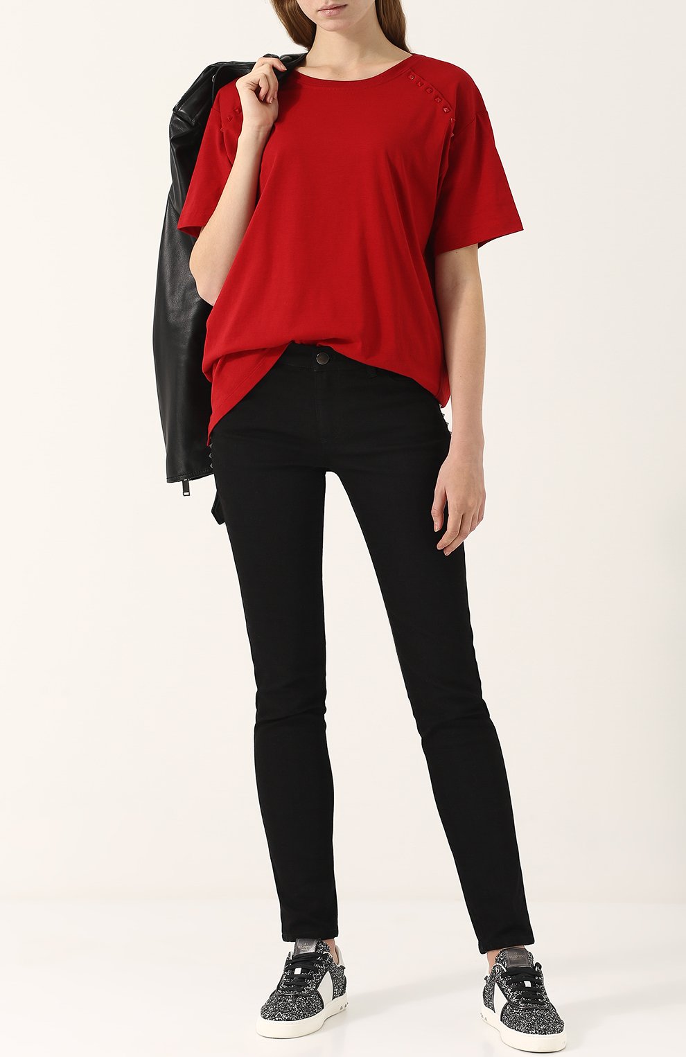 Однотонная хлопковая футболка свободного кроя VALENTINO, арт. PB3MG07B/3UC, фото 2