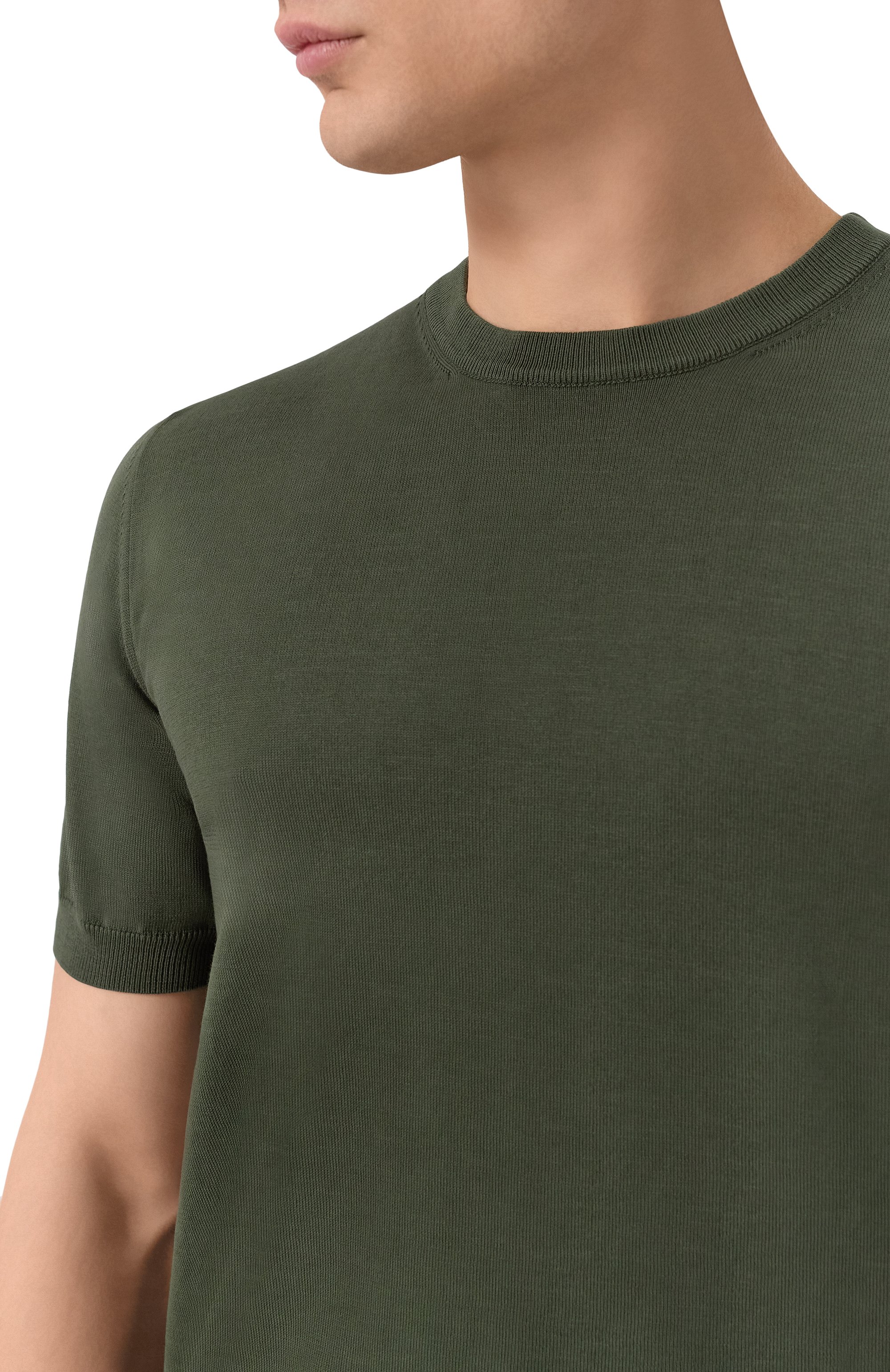 Хлопковый джемпер CANALI хаки цвета по цене 30900 руб., арт. C0719/MK00145, фото 5 Хлопковый джемпер CANALI, арт. C0719/MK00145, фото 5