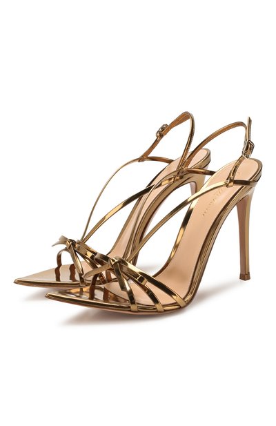 Кожаные босоножки GIANVITO ROSSI золотого цвета по цене 87350 руб., арт. G31687.15RIC.METMEK0, фото 1 Кожаные босоножки GIANVITO ROSSI, арт. G31687.15RIC.METMEK0, фото 1