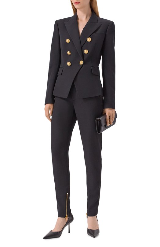 Шерстяные брюки Balmain FF1PM045/ME54 Чёрный  FF1PM045/ME54 Фото 2