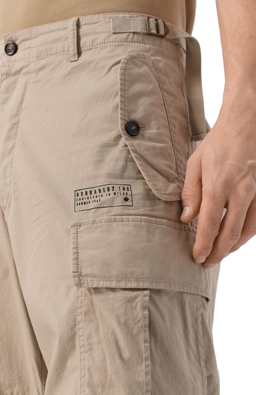 Хлопковые брюки-карго Dsquared2 S74KB1115/S35175 Бежевый  S74KB1115/S35175 Фото 5