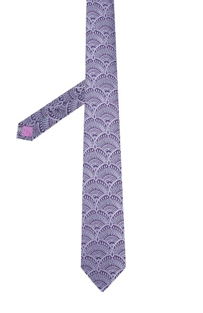 Шелковый галстук с узором TURNBULL & ASSER сиреневого цвета по цене 13450 руб., арт. TIE002-BB232, фото 2 Шелковый галстук с узором TURNBULL & ASSER, арт. TIE002-BB232, фото 2