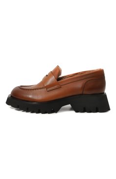 Женские кожаные пенни-лоферы SANTONI коричневого цвета, арт. WUFR70735G0MALGAM48 | Фото 4 (Подошва: Платформа; Материал утеплителя: Натуральный мех; Каблук высота: Низкий; Материал сплава: Проставлено; Драгоценные камни: Проставлено)