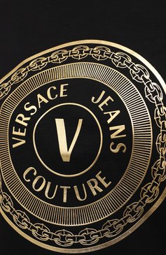 Женская хлопковая футболка VERSACE JEANS COUTURE черного цвета, арт. B2HZA7TK-ZDP613 REG. 48 F0IL/30319 | Фото 5 (Рукава: Короткие; Длина (для топов): Стандартные; Материал внешний: Хлопок; Стили: Гламурный; Женское Кросс-КТ: Футболка-одежда; Принт: С принтом; Драгоценные камни: Проставлено; Материал сплава: Проставлено)