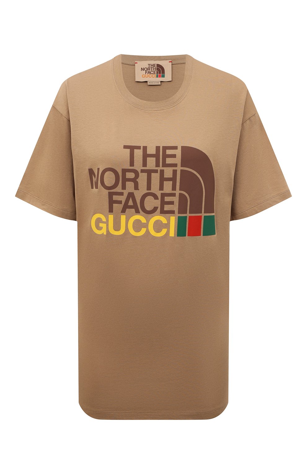 Хлопковая футболка the north face x gucci GUCCI бежевого цвета по цене 64800 руб., арт. 615044 XJD2V, фото 1 Хлопковая футболка the north face x gucci GUCCI, арт. 615044 XJD2V, фото 1