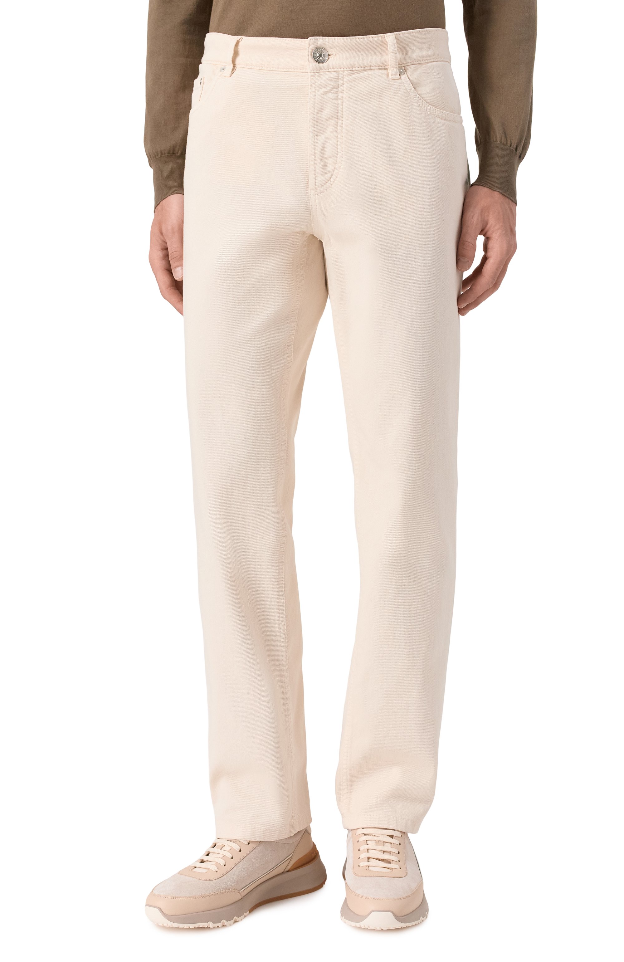 Джинсы traditional fit BRUNELLO CUCINELLI кремового цвета по цене 88800 руб., арт. M277PB3210, фото 3 Джинсы traditional fit BRUNELLO CUCINELLI, арт. M277PB3210, фото 3