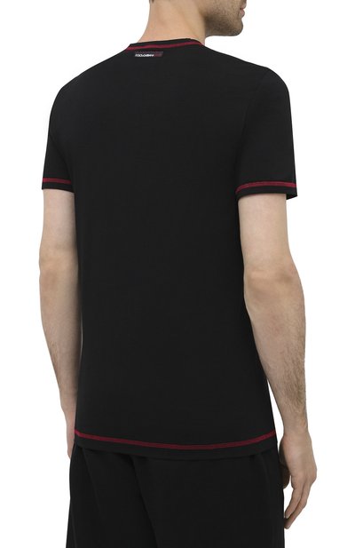 Хлопковая футболка DOLCE & GABBANA черного цвета по цене 22250 руб., арт. M8E31J/FUECH, фото 4 Хлопковая футболка DOLCE & GABBANA, арт. M8E31J/FUECH, фото 4