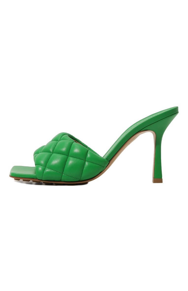 Женские кожаные мюли padded BOTTEGA VENETA зеленого цвета, арт. 592015/VBRR0 | Фото 4 (Материал внутренний: Натуральная кожа; Подошва: Плоская; Каблук высота: Высокий; Материал внешний: Натуральная кожа; Каблук тип: Шпилька)