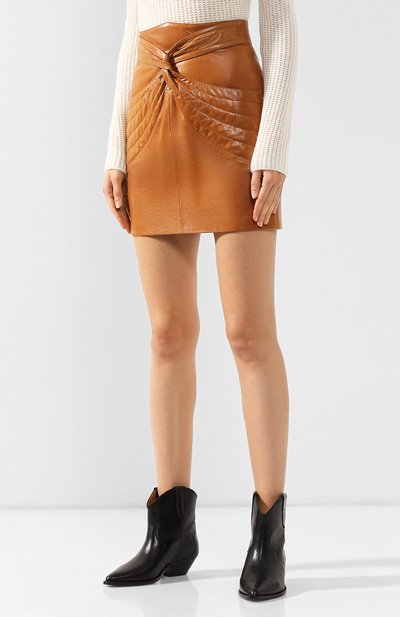 Кожаная юбка ISABEL MARANT бежевого цвета по цене 223000 руб., арт. JU1022-19A003I/CHAZ, фото 3 Кожаная юбка ISABEL MARANT, арт. JU1022-19A003I/CHAZ, фото 3
