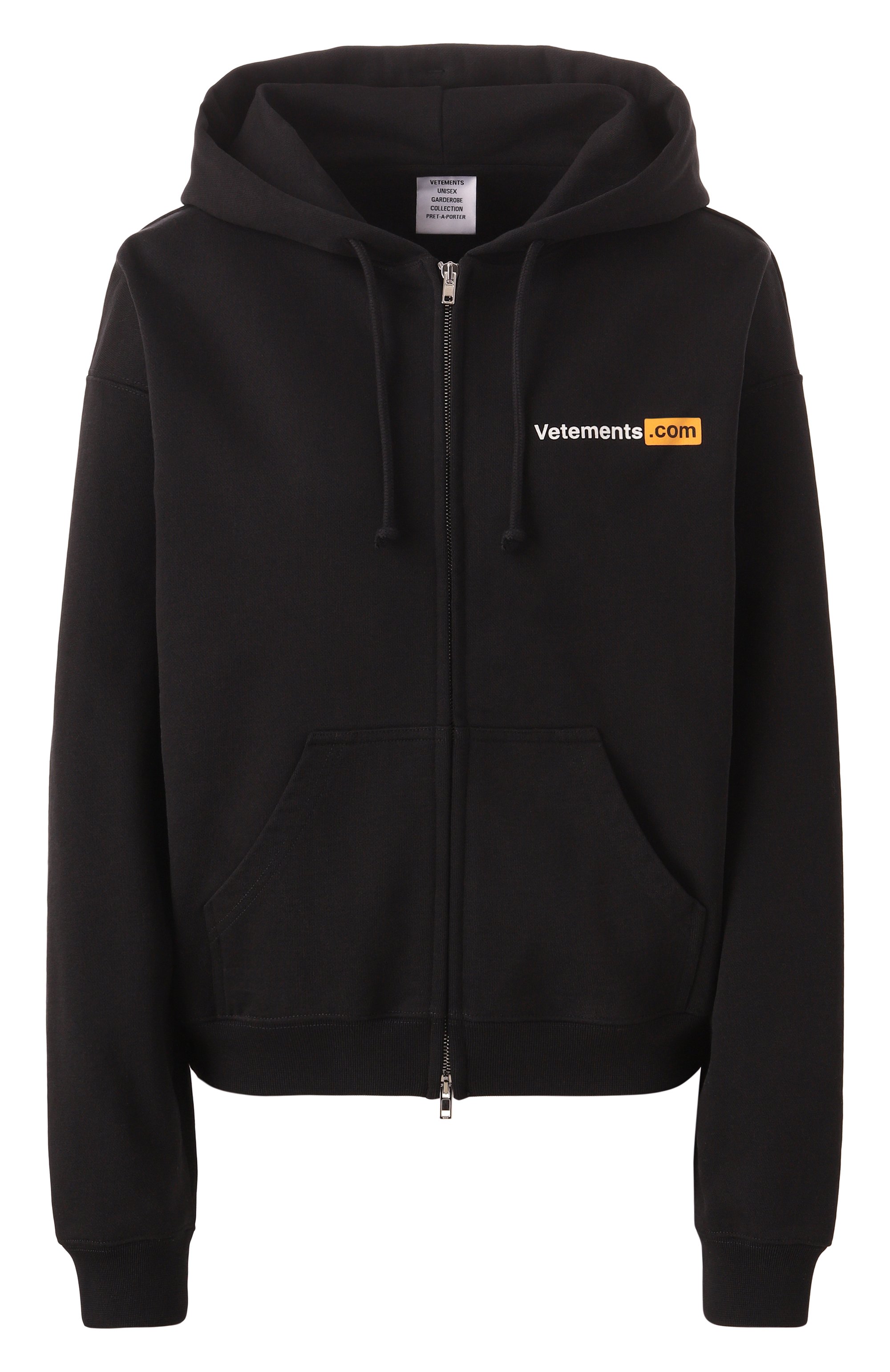Хлопковая толстовка VETEMENTS черного цвета по цене 99500 руб., арт. UA66HD830B, фото 1 Хлопковая толстовка VETEMENTS, арт. UA66HD830B, фото 1