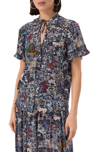 Блузка из вискозы ZADIG AND VOLTAIRE синего цвета по цене 26350 руб., арт. WWT001984, фото 3 Блузка из вискозы ZADIG AND VOLTAIRE, арт. WWT001984, фото 3