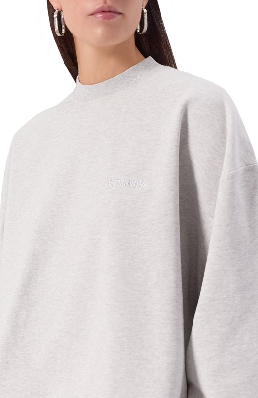 Хлопковый свитшот VETEMENTS UH76CW100G Серый  UH76CW100G Фото 5