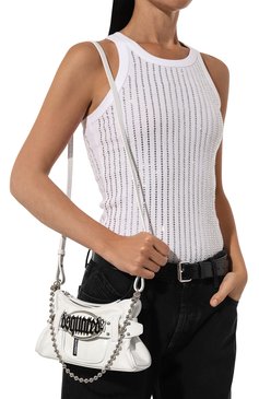 Женская сумка gothic DSQUARED2 белого цвета, арт. CLW0031/01500001 | Фото 2 (Материал: Натуральная кожа; Ремень/цепочка: На ремешке; Размер: small; Драгоценные камни: Проставлено; Материал сплава: Проставлено)