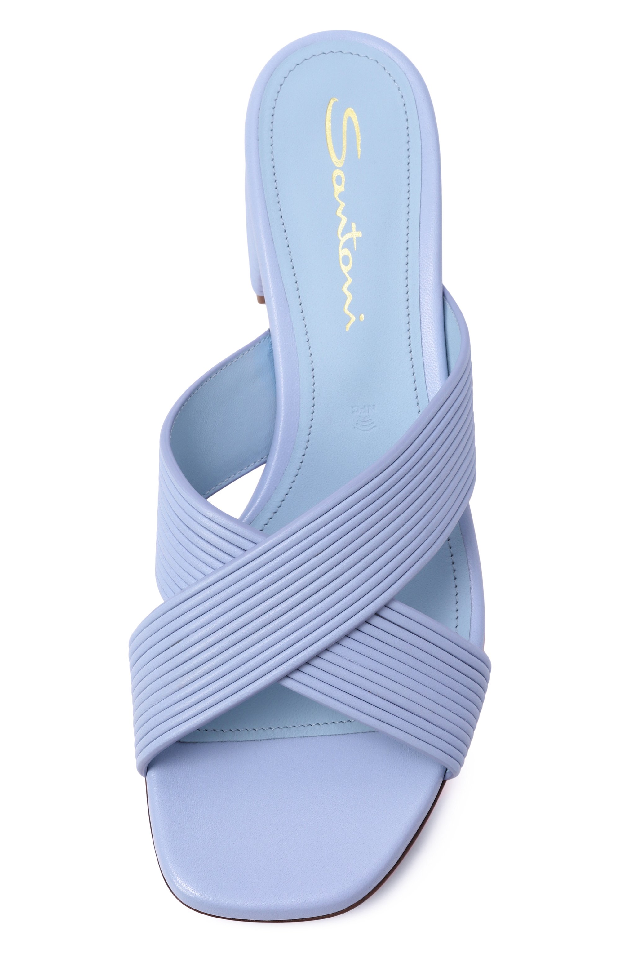 Кожаные мюли SANTONI голубого цвета по цене 77900 руб., арт. WHVG71549HM7T0NL, фото 6 Кожаные мюли SANTONI, арт. WHVG71549HM7T0NL, фото 6