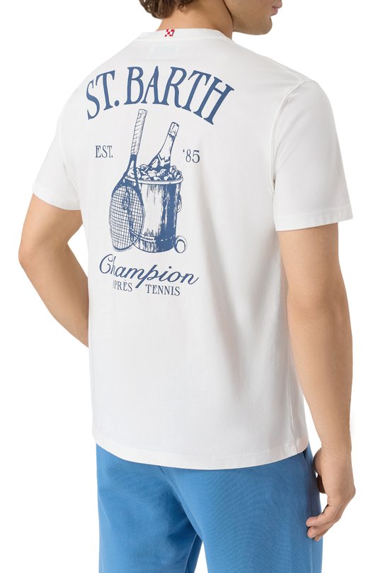 Хлопковая футболка MC2 Saint Barth STBM TSHIRT MAN/02250H Белый  STBM TSHIRT MAN/02250H Фото 4