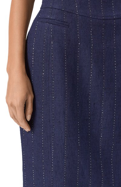 Юбка изо льна и шерсти KITON синего цвета по цене 210500 руб., арт. D61220K0940, фото 5 Юбка изо льна и шерсти KITON, арт. D61220K0940, фото 5