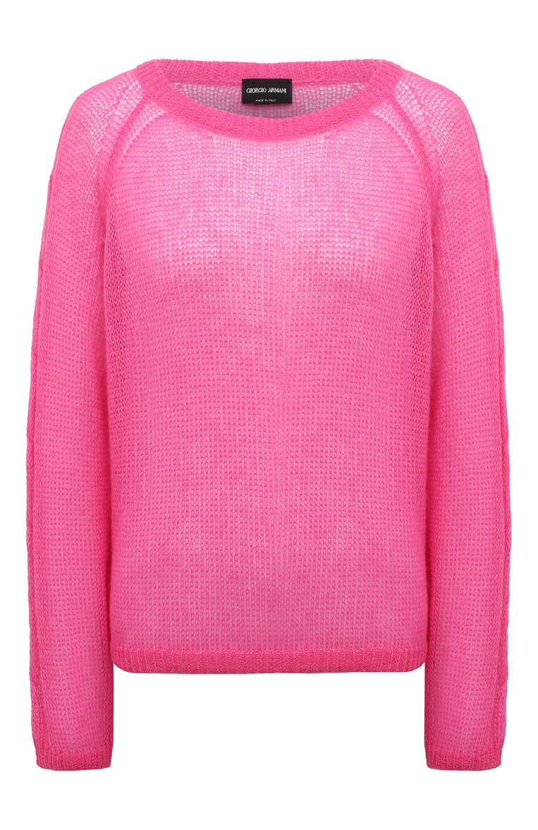 Женский пуловер GIORGIO ARMANI розового цвета, арт. 6DAM02/AM10Z | Фото 1 (Длина (для топов): Стандартные; Материал внешний: Синтетический материал, Шерсть; Рукава: Длинные; Женское Кросс-КТ: Пуловер-одежда; Стили: Кэжуэл)