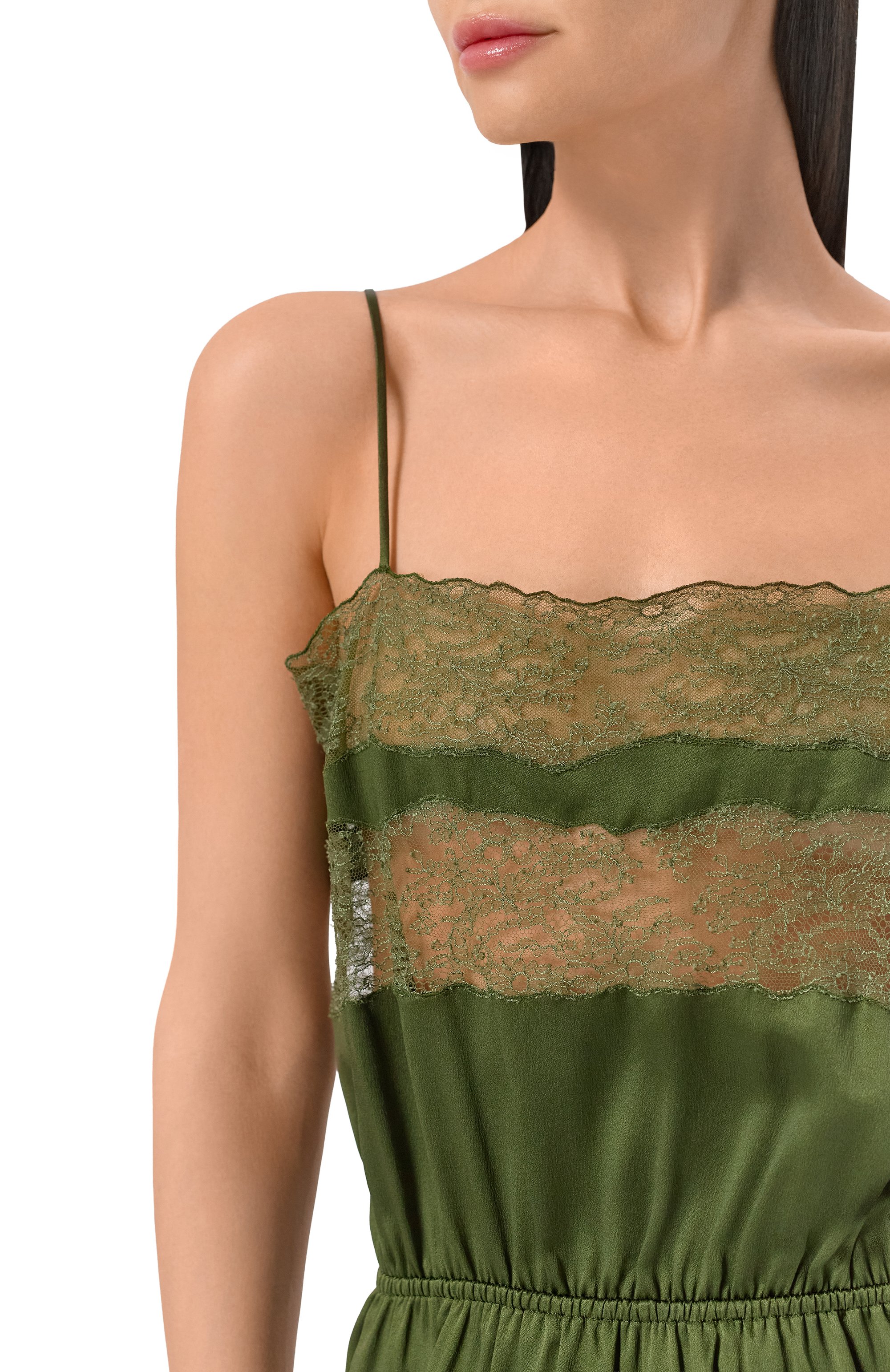 Атласный комбинезон SAINT LAURENT хаки цвета по цене 449000 руб., арт. 863111/Y7G27, фото 5 Атласный комбинезон SAINT LAURENT, арт. 863111/Y7G27, фото 5