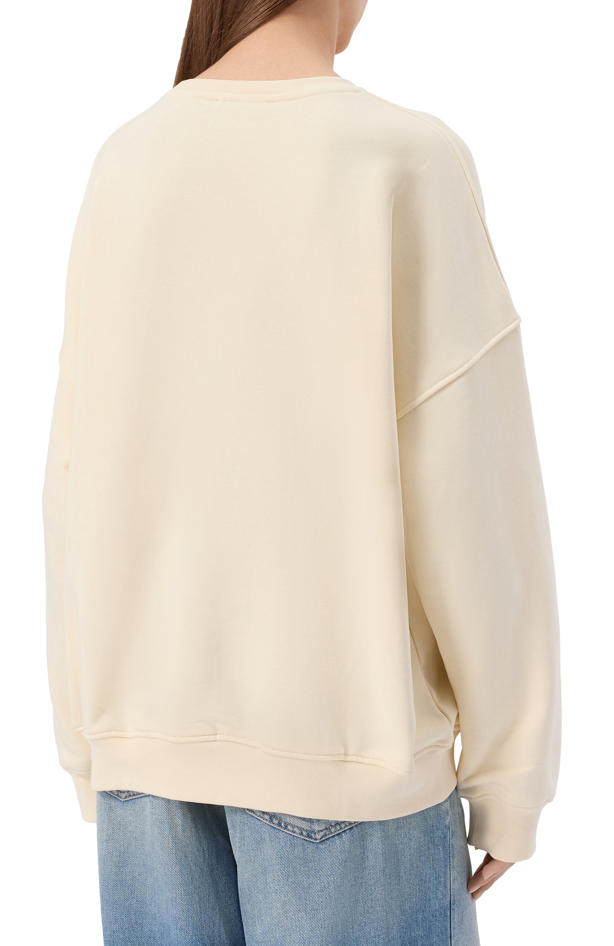 Хлопковый свитшот HINNOMINATE кремового цвета по цене 13200 руб., арт. HMABW02070, фото 4 Хлопковый свитшот HINNOMINATE, арт. HMABW02070, фото 4