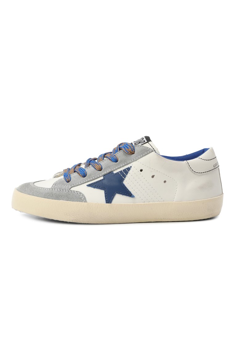 Детские кожаные кеды super-star GOLDEN GOOSE DELUXE BRAND молочного цвета, арт. GYF00107.F006755 | Фото 2 (Материал внутренний: Текстиль; Материал внешний: Натуральная кожа; Нос: Н�е проставлено; Мальчики Кросс-КТ: Обувь-низкие; Автоматизация состава: Проставлено)