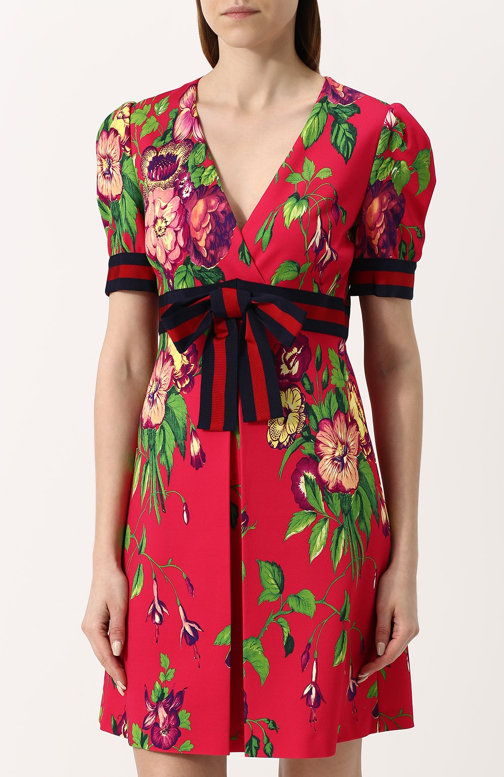 Приталенное мини-платье с завы шенной талией и принтом GUCCI, арт. 501488/X7B05, фото 3