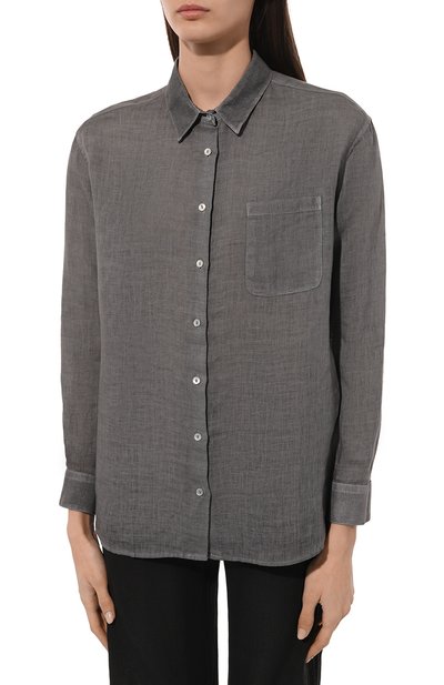 Льняная рубашка 120% LINO серого цвета по цене 28100 руб., арт. 31ALIW19GE/000B317/S00, фото 3 Льняная рубашка 120% LINO, арт. 31ALIW19GE/000B317/S00, фото 3