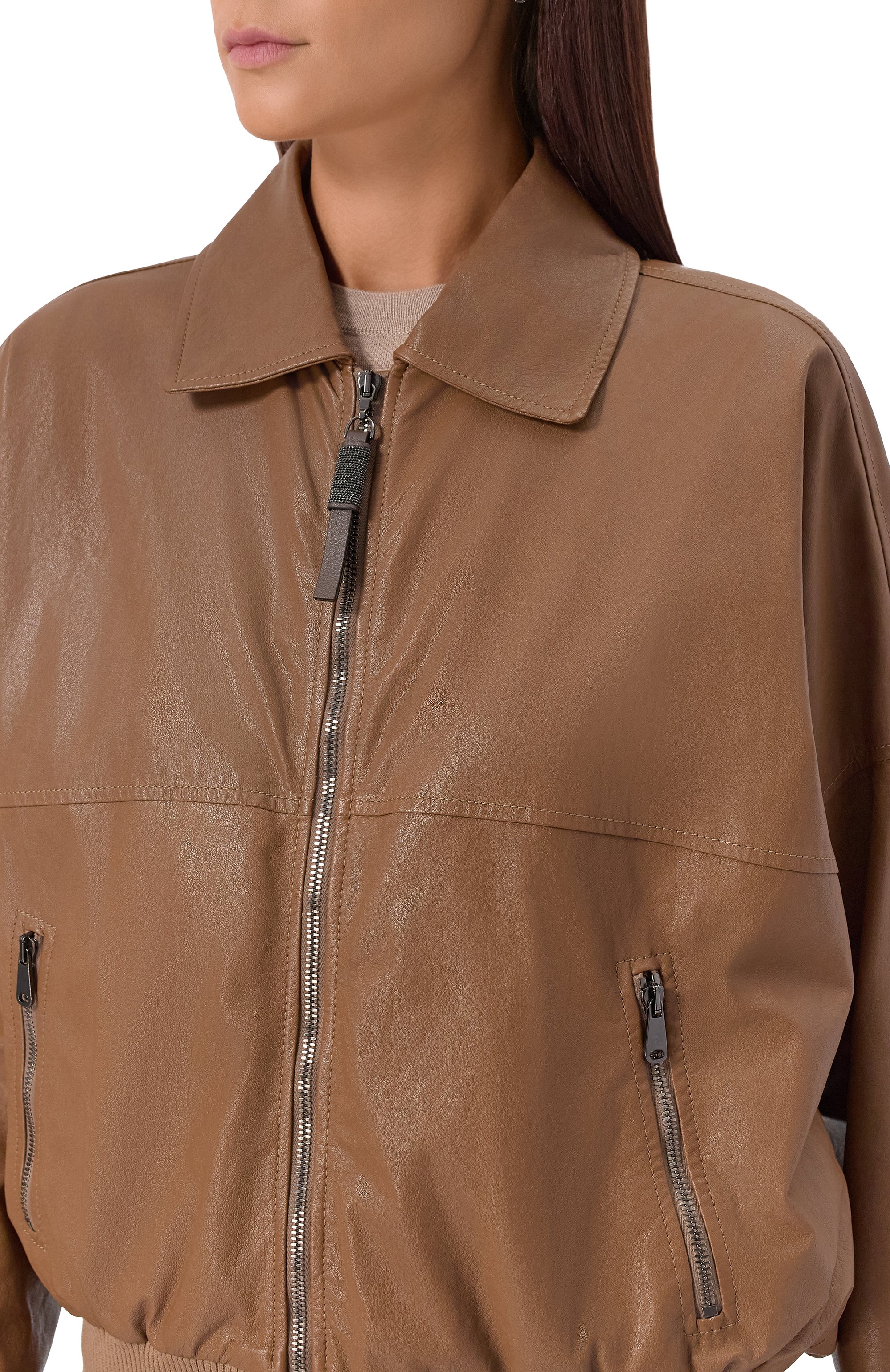 Кожаный бомбер BRUNELLO CUCINELLI, арт. MPCKL7472, фото 5