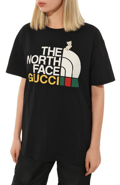 Хлопковая футболка the north face x gucci GUCCI, арт. 615044 XJDTG, фото 3