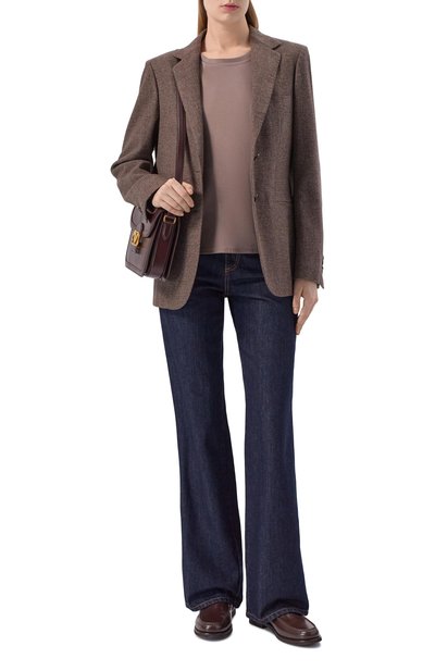 Хлопковая футболка KITON коричневого цвета по цене 110000 руб., арт. D61449H08051, фото 2 Хлопковая футболка KITON, арт. D61449H08051, фото 2