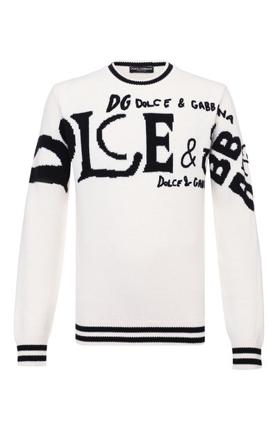 Шерстяной свитер DOLCE & GABBANA белого цвета по цене 222500 руб., арт. GXC03Z/JAVYP, фото 1 Шерстяной свитер DOLCE & GABBANA, арт. GXC03Z/JAVYP, фото 1