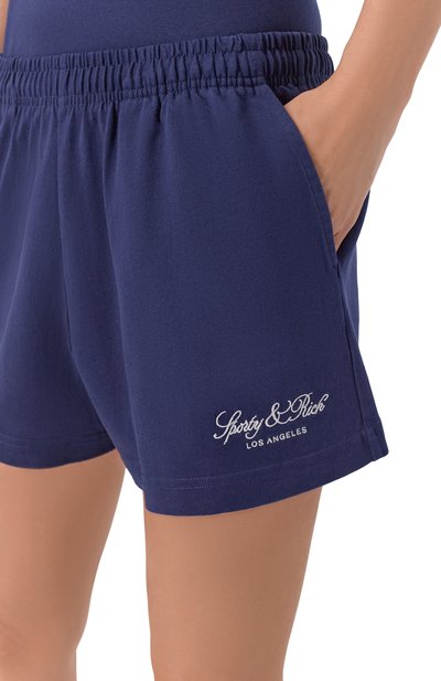 Хлопковые шорты SPORTY AND RICH темно-синего цвета по цене 17150 руб., арт. SH03776269BL106, фото 5 Хлопковые шорты SPORTY AND RICH, арт. SH03776269BL106, фото 5