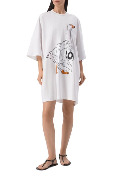 Хлопковое платье MOSCHINO белого цвета по цене 54350 руб., арт. J0451/5542, фото 2 Хлопковое платье MOSCHINO, арт. J0451/5542, фото 2