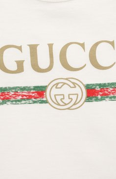 Детское комплект из трех предметов GUCCI белого цвета, арт. 516326/X9U05/9-12M | Фото 6 (Материал внешний: Хлопок)