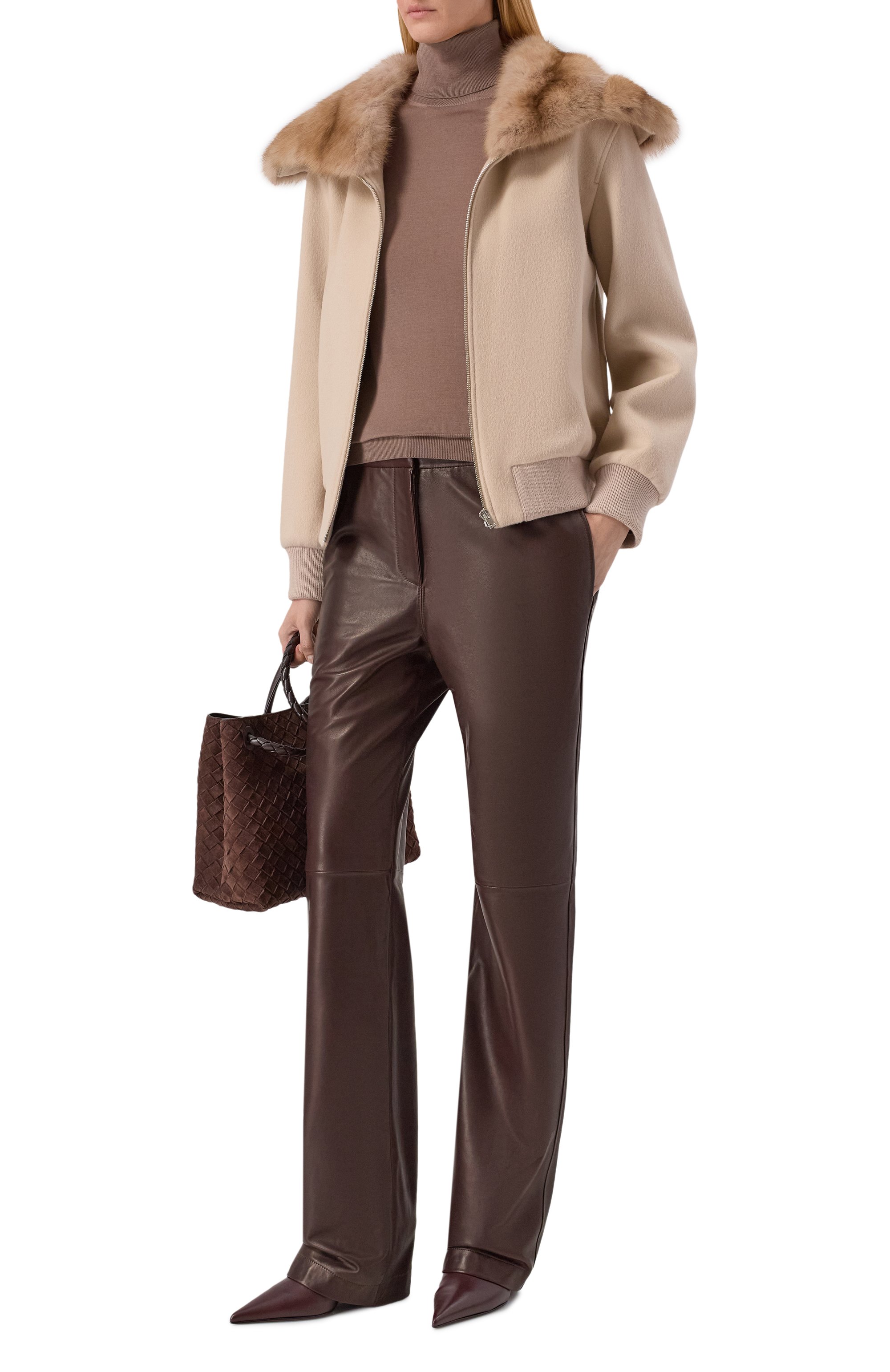 Кожаные брюки MVST коричневого цвета по цене 245000 руб., арт. M25.1PW.L003/SIGMA, фото 2 Кожаные брюки MVST, арт. M25.1PW.L003/SIGMA, фото 2