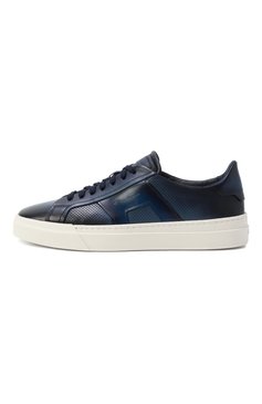 Мужские кожаные кеды double buckle SANTONI темно-синего цвета, арт. MBGG22068PNNTFG0 | Фото 4 (Материал внутренний: Натуральная кожа; Подошва: Массивная; Материал внешний: Натуральная кожа; Материал утеплителя: Без утеплителя; Стили: Классический; Кросс-КТ: Низкие; Автоматизация состава: Проставлено; Автоматизация ТО: Проставлено)