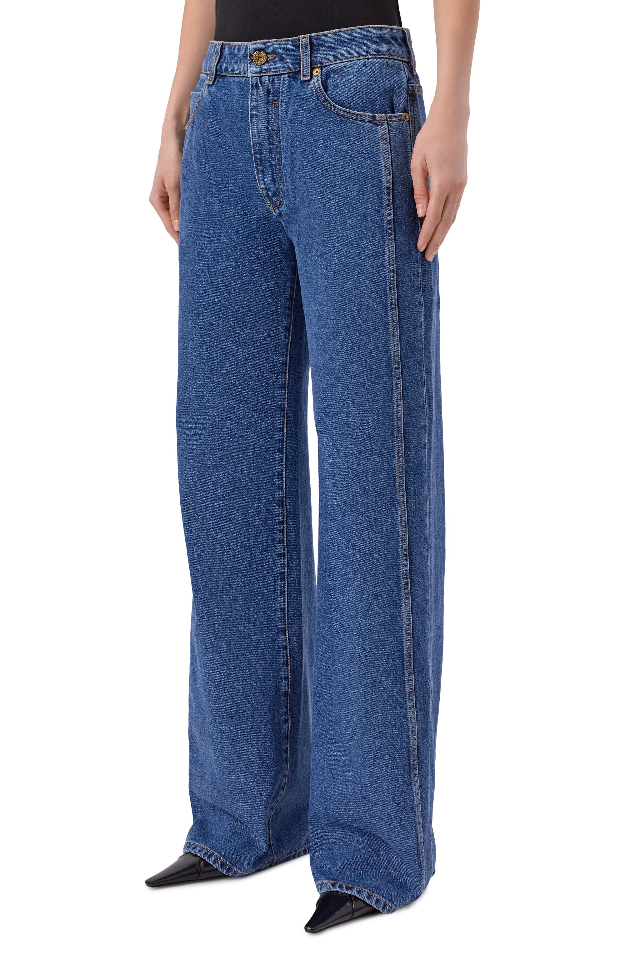 Джинсы BALMAIN синего цвета по цене 104500 руб., арт. HF1MI052/DG08, фото 3 Джинсы BALMAIN, арт. HF1MI052/DG08, фото 3