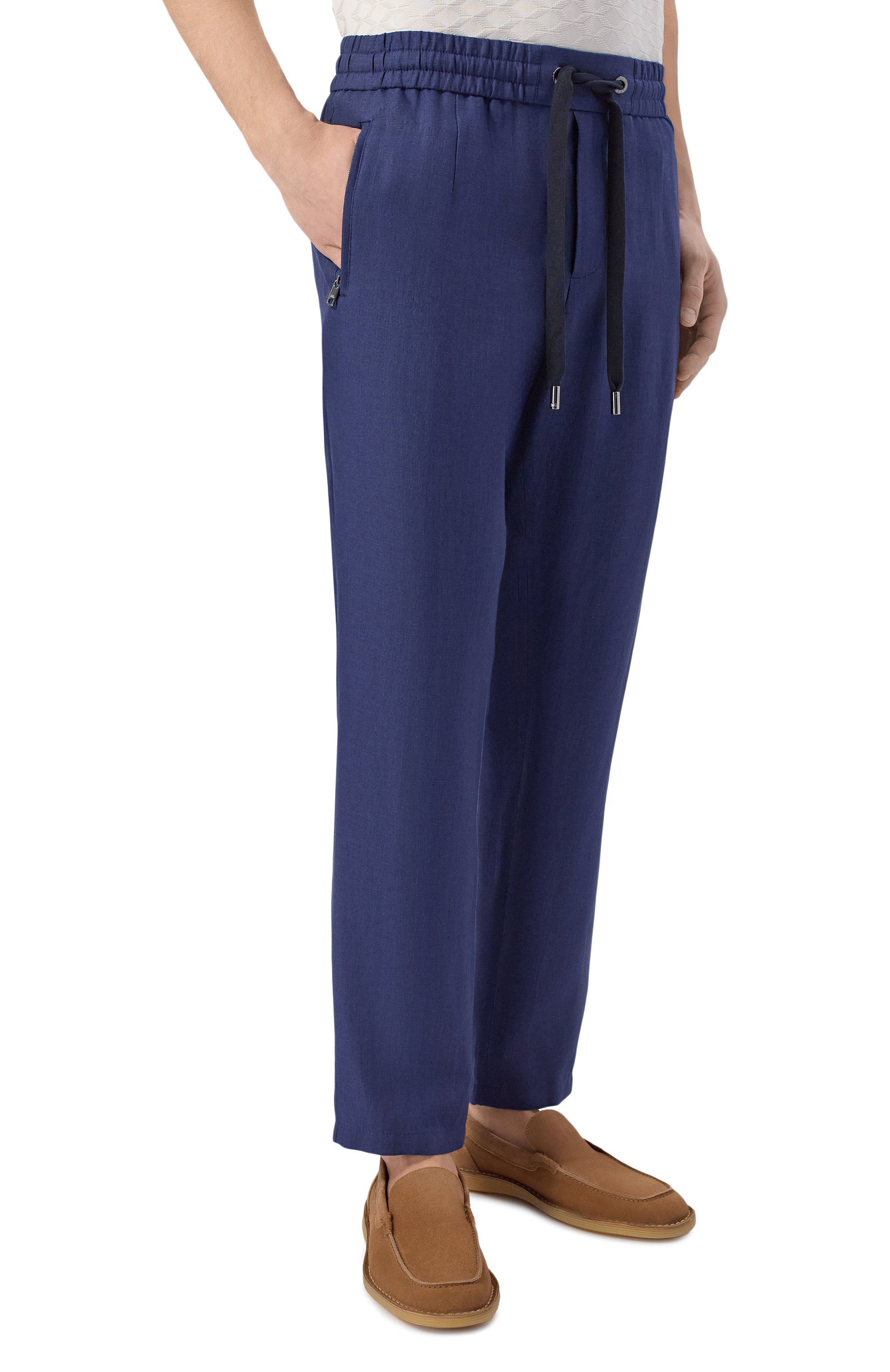 Льняные брюки DOLCE & GABBANA темно-синего цвета по цене 98950 руб., арт. GVZAET/GG862, фото 3 Льняные брюки DOLCE & GABBANA, арт. GVZAET/GG862, фото 3