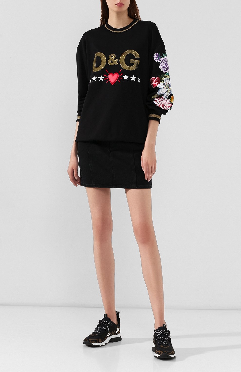 Хлопковый свитшот DOLCE & GABBANA черного цвета по цене 136500 руб., арт. F9E30Z/G7TBG, фото 2 Хлопковый свитшот DOLCE & GABBANA, арт. F9E30Z/G7TBG, фото 2