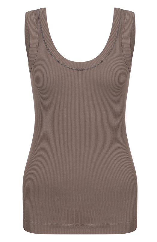 Хлопковая майка Brunello Cucinelli MG902FP100 Коричневый MG902FP100